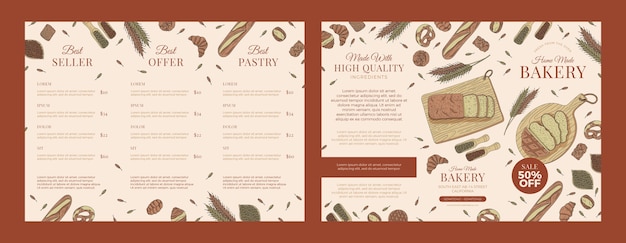 Free vector texture bakery shop brochure template