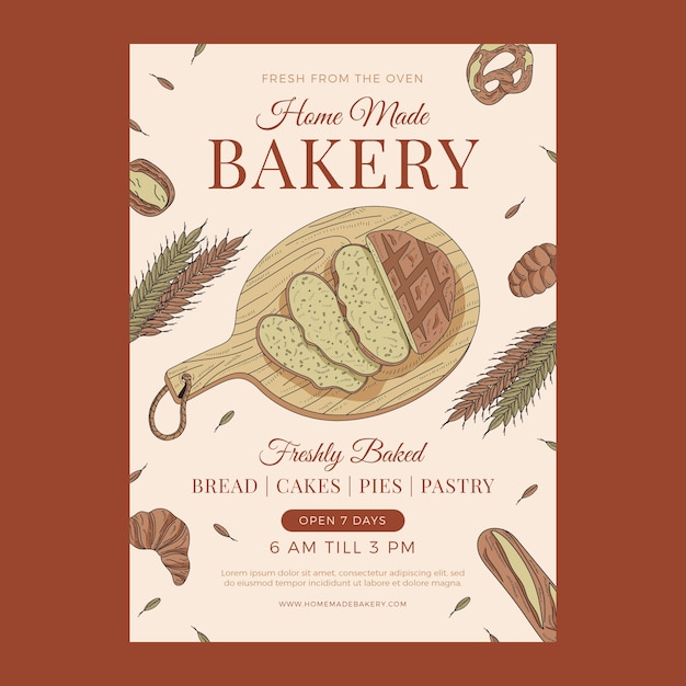 Free vector texture bakery shop poster template