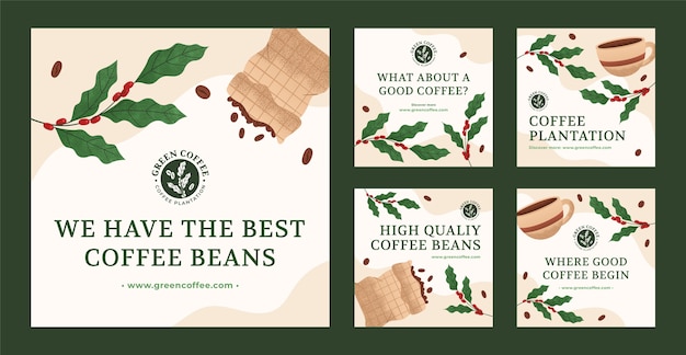 Free vector texture  coffee plantation instagram post