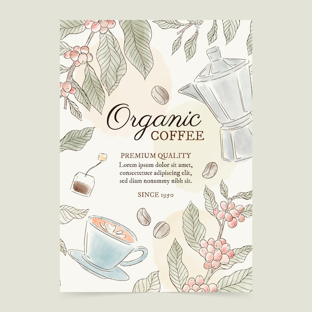 Free vector texture coffee plantation poster template