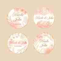 Free vector texture floral wedding labels template