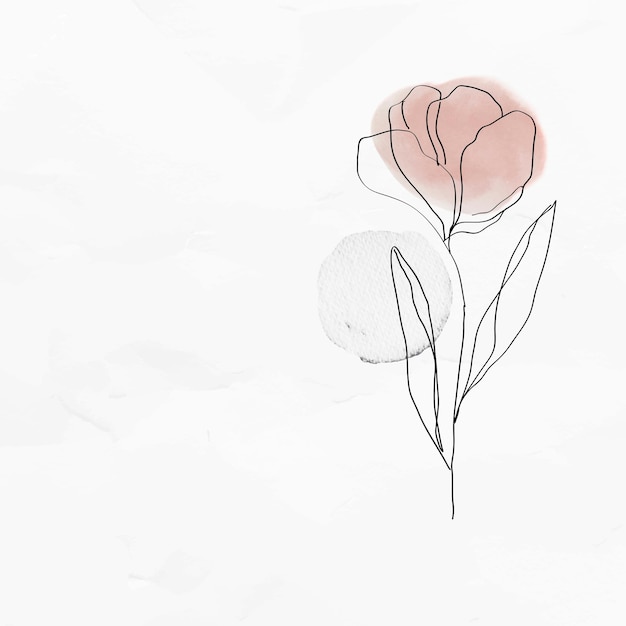 Textured background with tulip vector feminine line art\
illustration