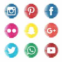 Free vector textured social media icons