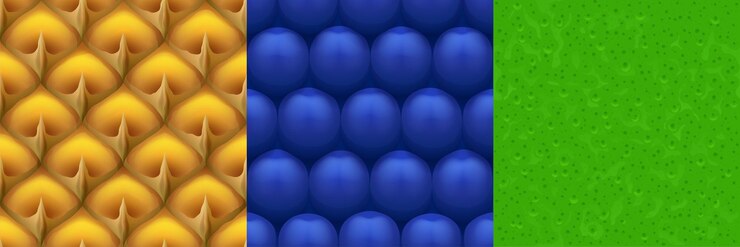 Free Vector textures of blueberries pineapple and lime peel