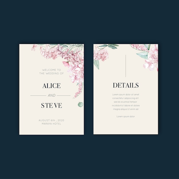 Thai flowers wedding card design