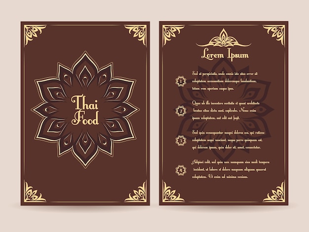 Free vector thai food menu template. menu food template, brochure menu food, restaurant menu food thai illustration