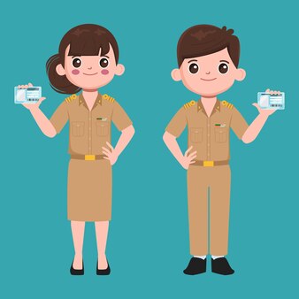 かわいいスタイルのタイの警察官が立って敬礼漫画イラスト プレミアムベクター かわいいスタイルのタイの警察官が立って敬礼漫画イラスト プレミアムベクター