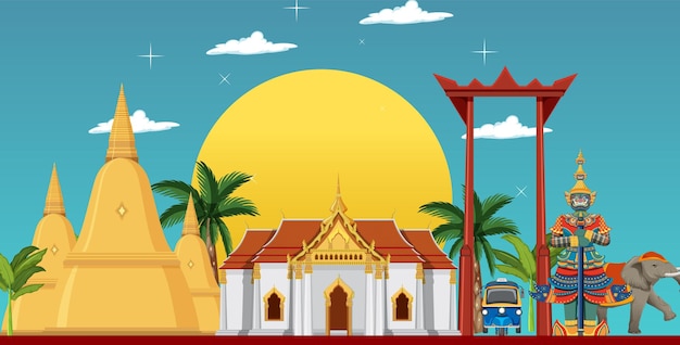 Бесплатное векторное изображение Достопримечательности таиланда