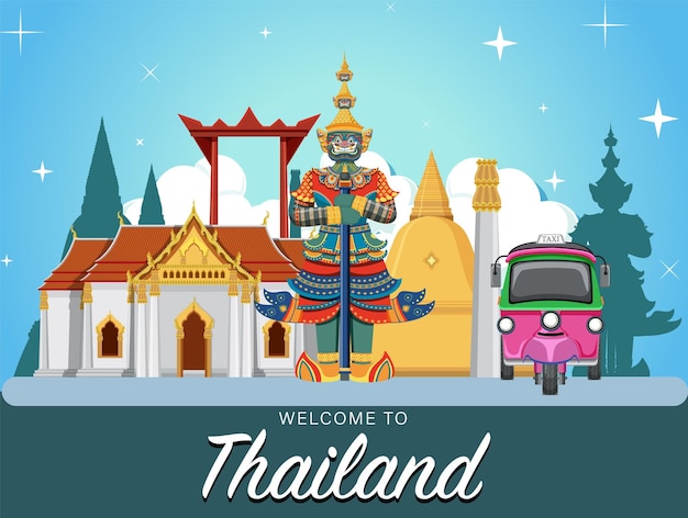 Free vector thailand iconic tourism attraction background