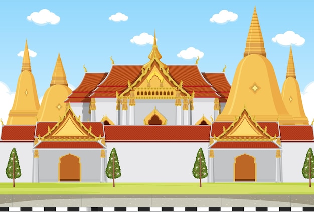 Free vector thailand iconic tourism attraction background