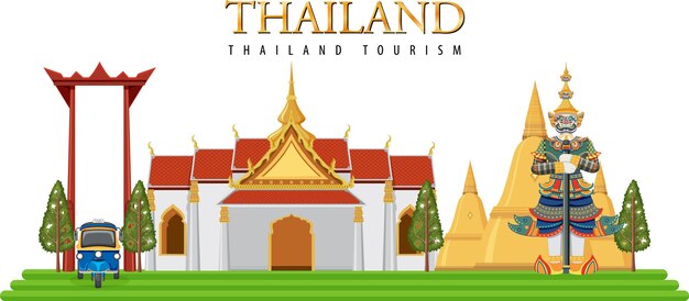 タイの象徴的な観光名所の背景