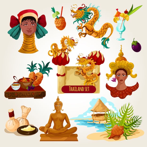 Free vector thailand touristic set