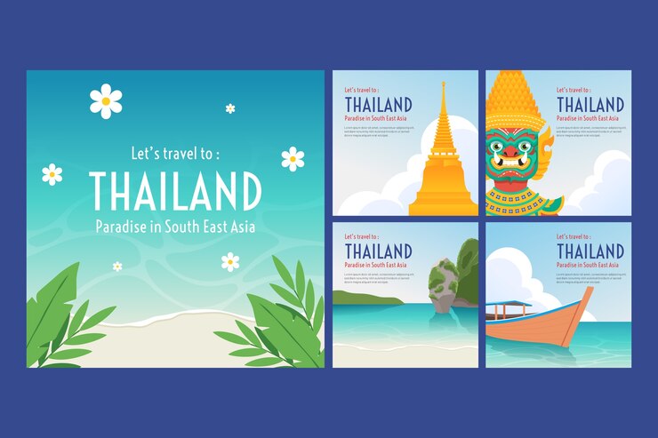 Free Vector thailand travel instagram post collection