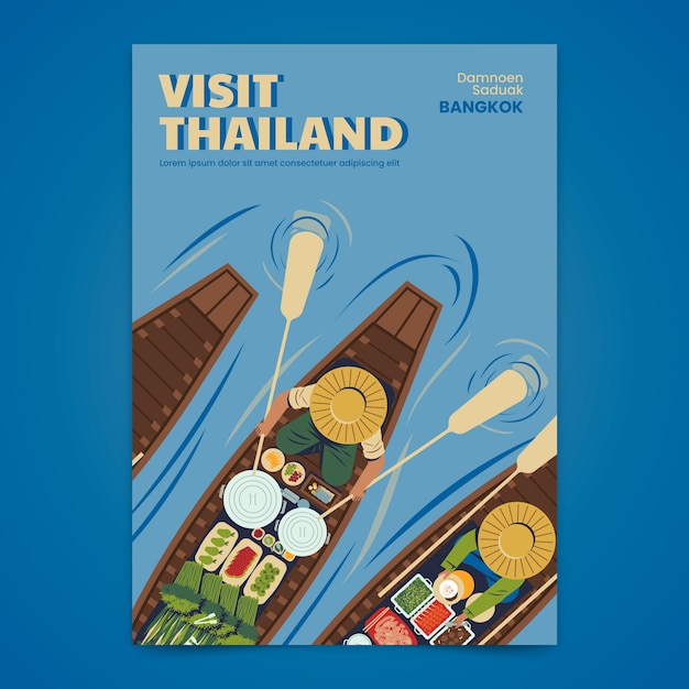 Free vector thailand travel poster template