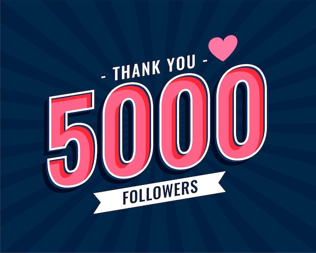 Thank you 5000 social media followers template design