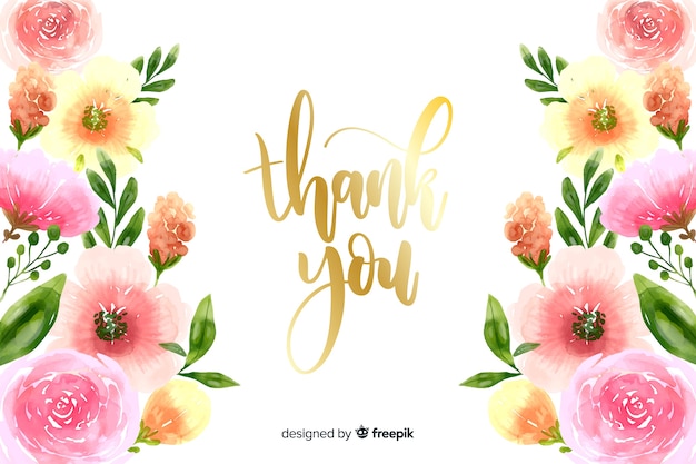 Thank you background with floral decoration