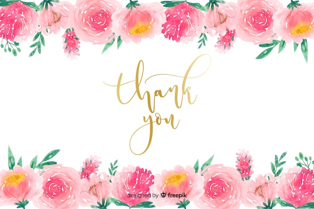 Thank you background with floral decoration