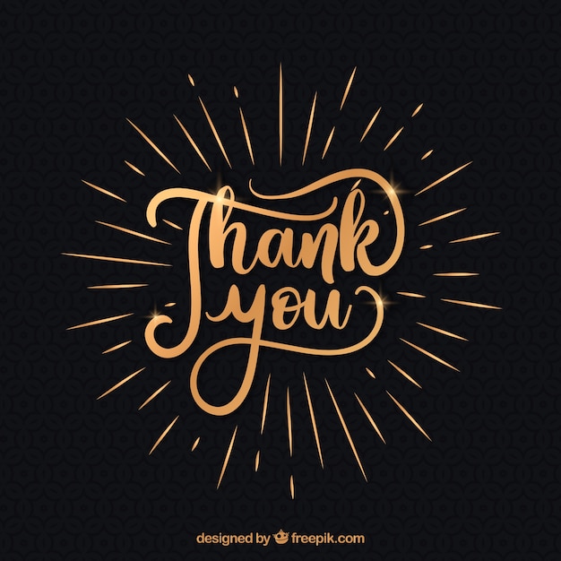 Free vector thank you background with golden lettering