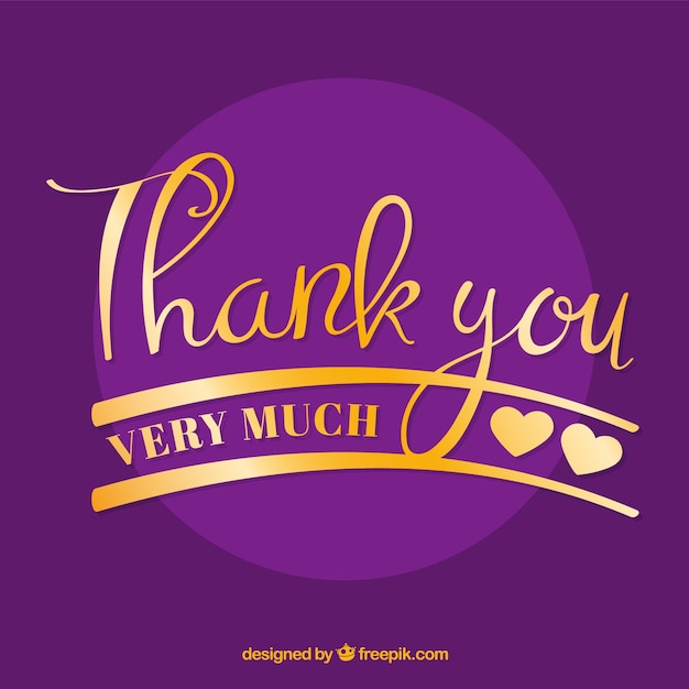 Free vector thank you background with golden lettering