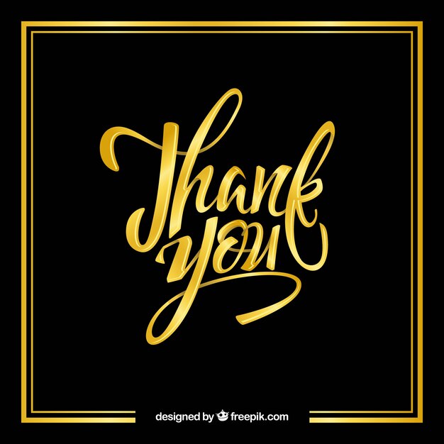 Thank you background with golden lettering