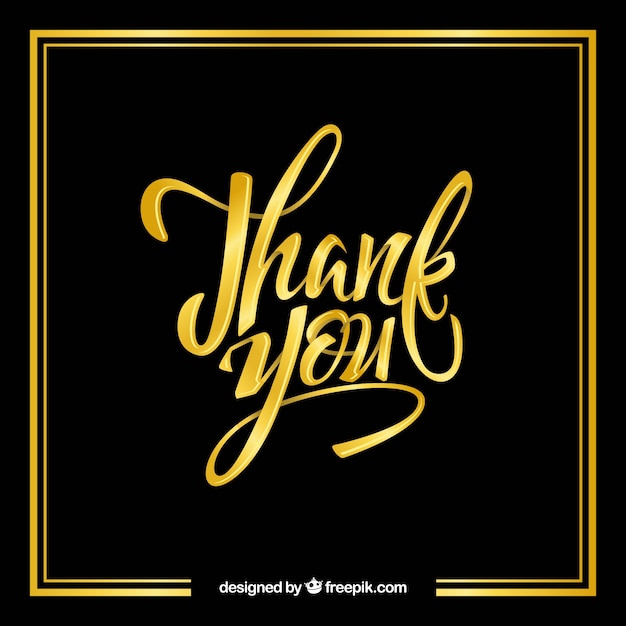 Thank you background with golden lettering