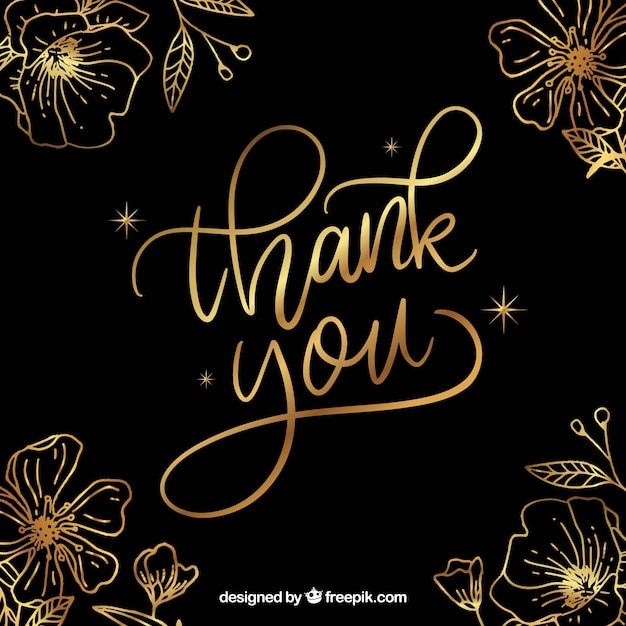 Free vector thank you background with golden lettering