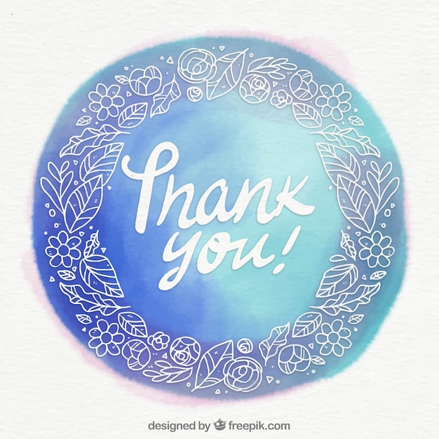 Thank you background with hand drawn wreath