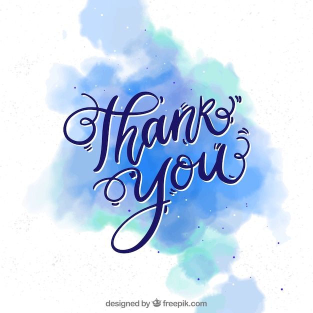 Thank you background with lettering in watercolor stain