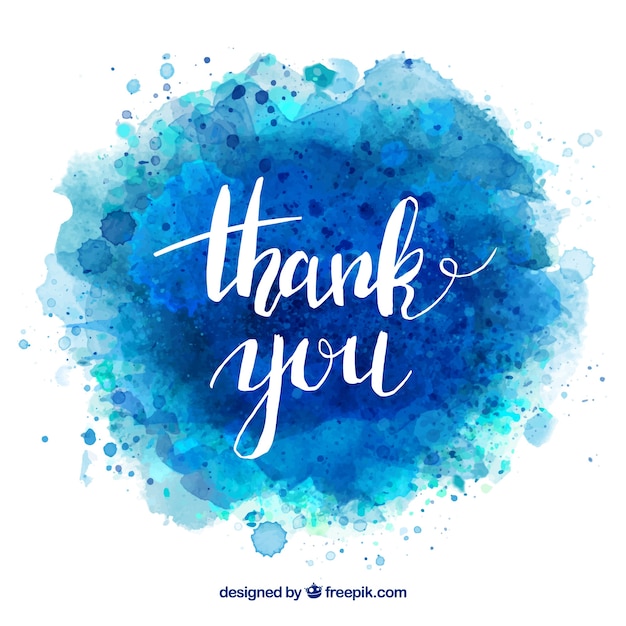 Thank you background with lettering in watercolor stain