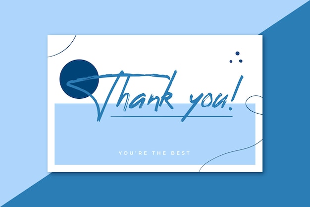 Free vector thank you card in blue tones