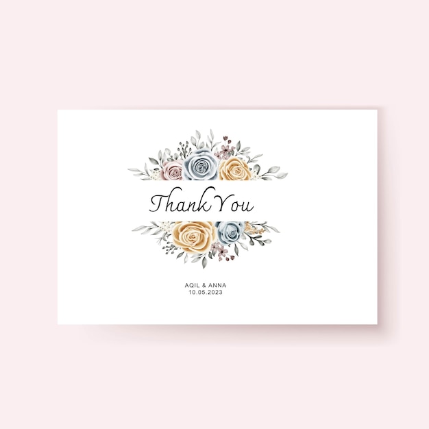 Free vector thank you card wedding template