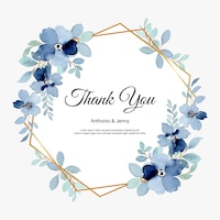 Thank you card with blue floral watercolor