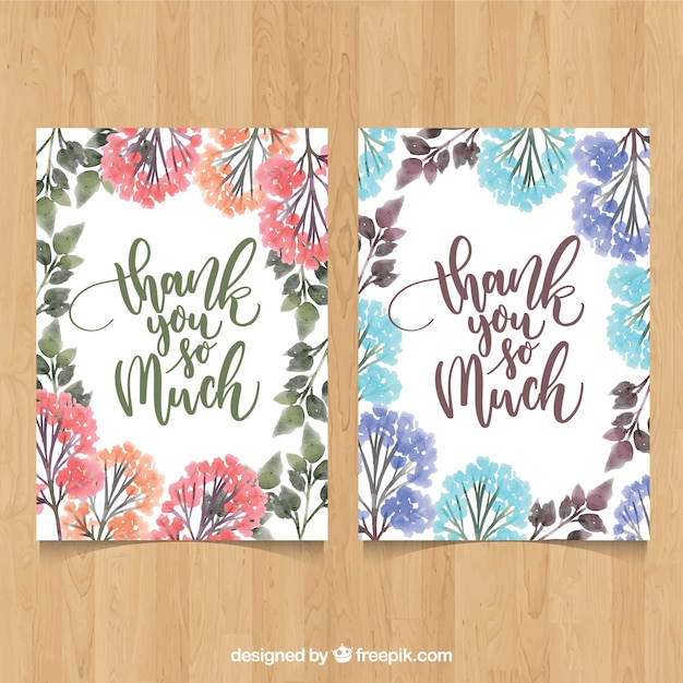 Free vector thank you card with multicolor flowers