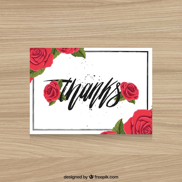 Thank you card with roses