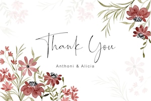 Thank you card with watercolor floral frame