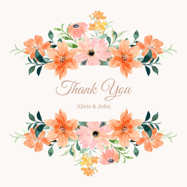 Thank you card with watercolor flower