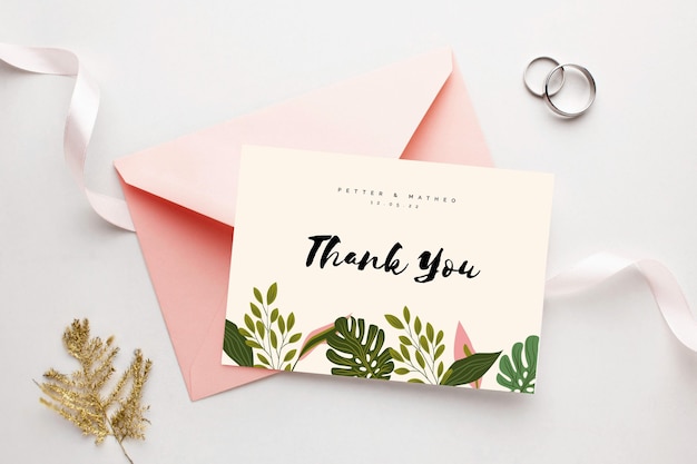 Thank you for coming wedding card and rings