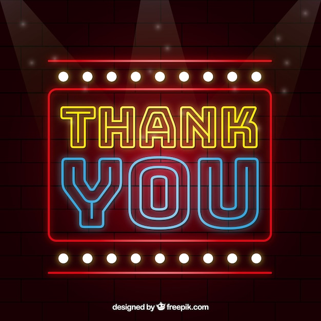 Free vector thank you composition with neon light style