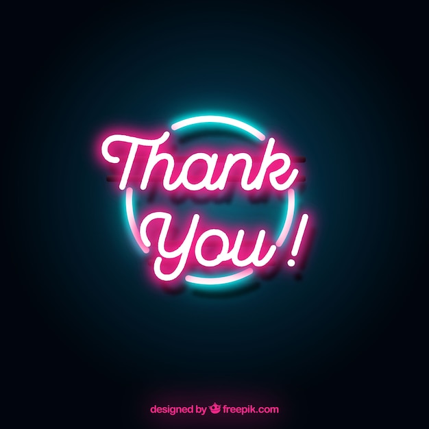 Free vector thank you composition with neon light style