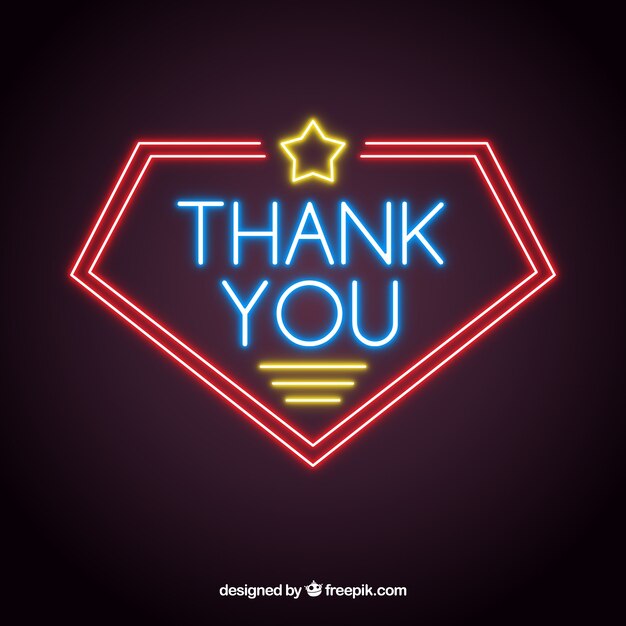 Thank you composition with neon light style