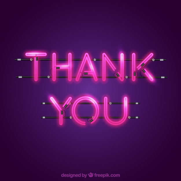 Бесплатное векторное изображение Спасибо, композиция с неоновым светом