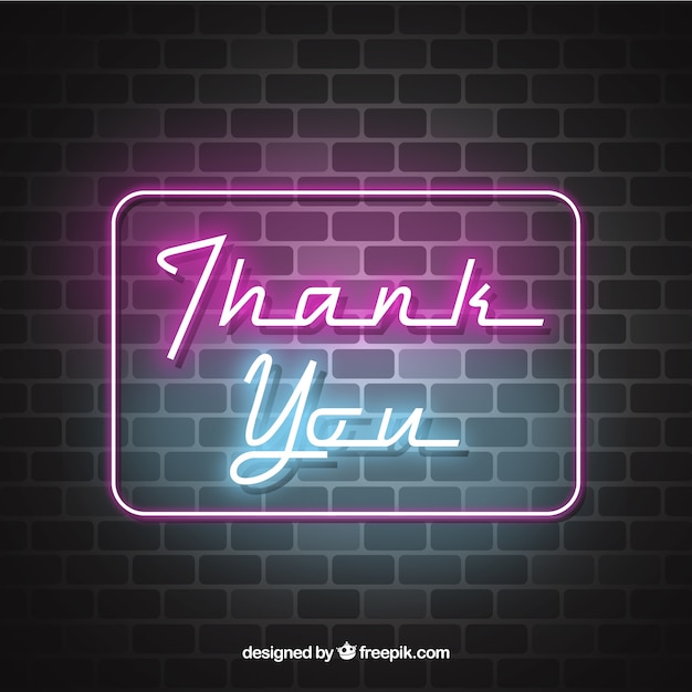 Free vector thank you composition with neon light style