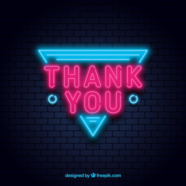 Free vector thank you composition with neon light style