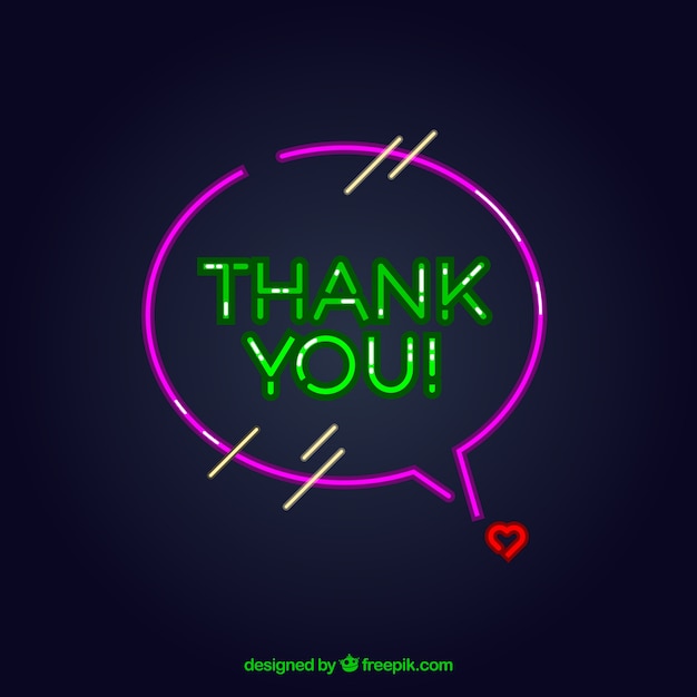 Free vector thank you composition with neon light style