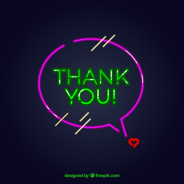 Thank you composition with neon light style