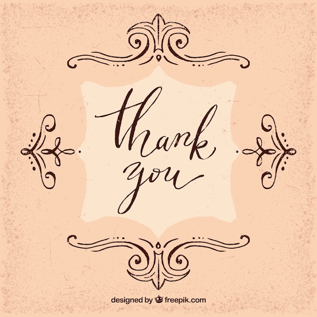 Free vector thank you composition with vintage style