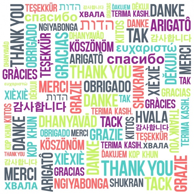 "thank you" in different languages background