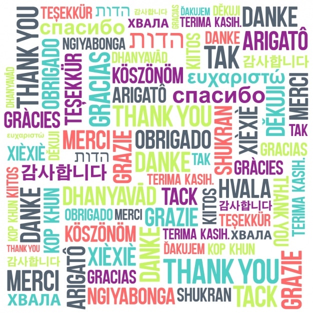 異なる言語の背景に「ありがとうございました」