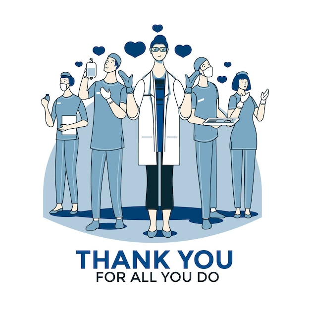 Free vector thank you doctors and nurses design