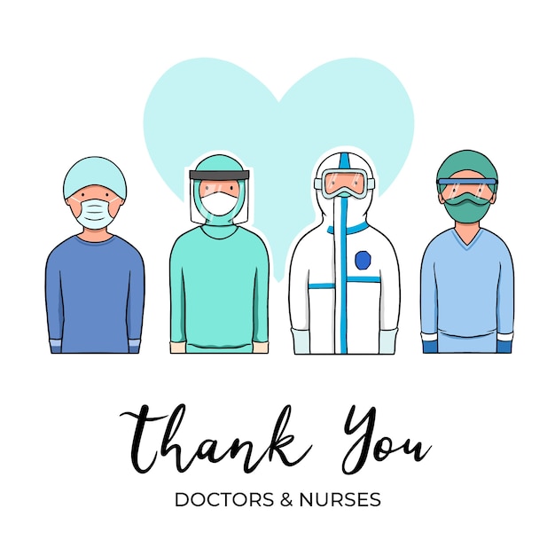 Thank you doctors and nurses illustrated design